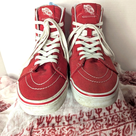 Vans Other - Vans Off The Wall Old Skool 721356 Red & White Hi Top Sneakers, Size 9Men's